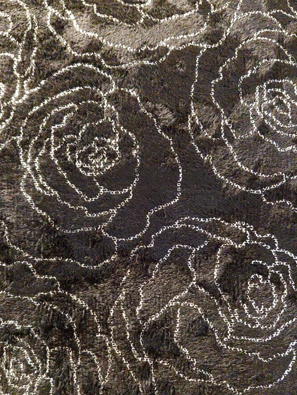 NWOT Karl Lagerfeld Paris Black Velvet & Silver Roses Decorative Throw Pillow